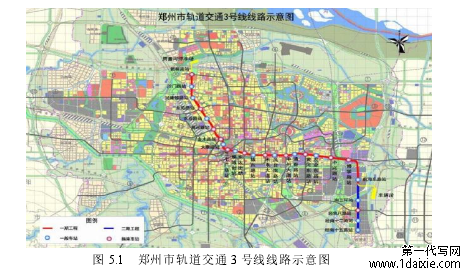 图 5.1 郑州市轨道交通 3 号线线路示意图