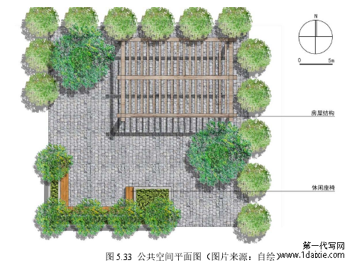 图 5.33 公共空间平面图（图片来源：自绘） 